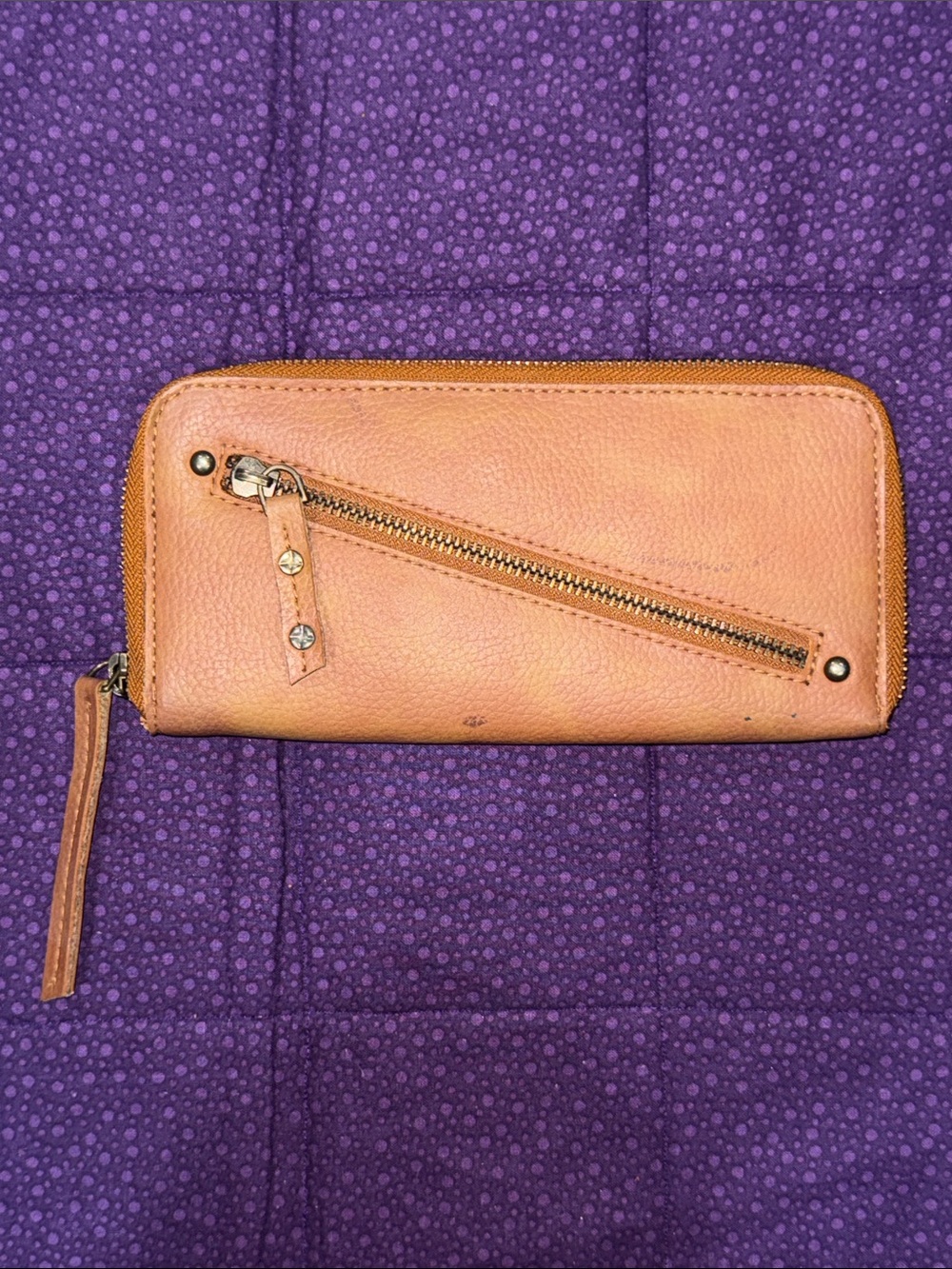 Free People Diagonal Zip-Around Vegan Wallet